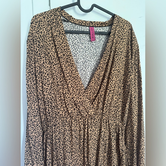 Robe longue léopard fendue manches longues maxi dress split wrap long sleeves - Picture 3 of 5